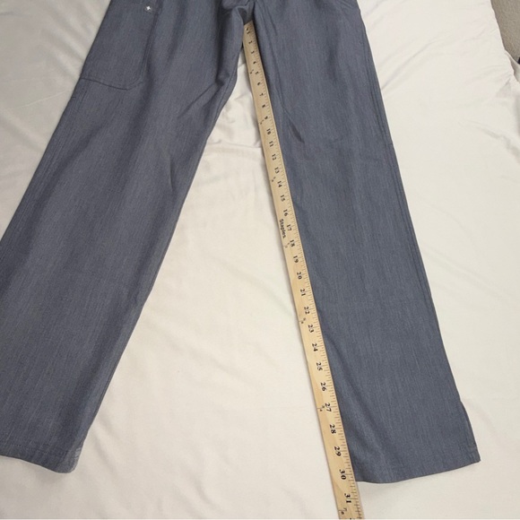 Figs Women's Straight Leg Scrub Pants in Gray with Teal Accent - Picture 3 of 8